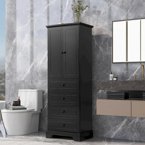 Armoire à linge de 60 cm L x 40 cm P x 173 cm H avec 2 portes et 4 tiroirs