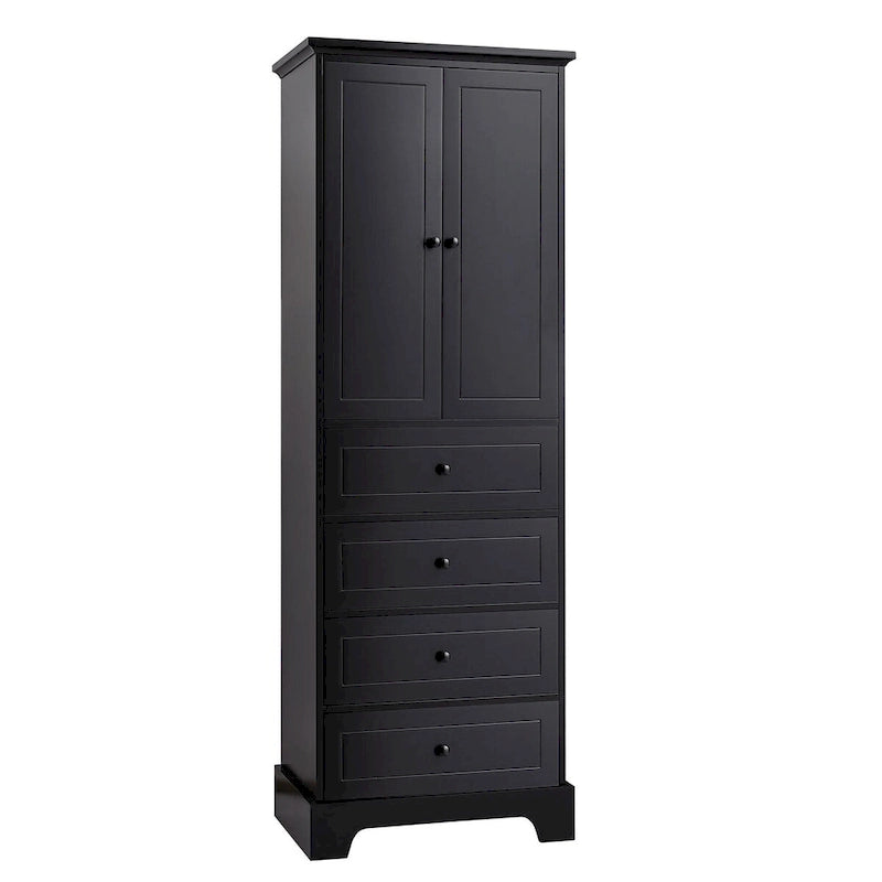Armoire à linge de 60 cm L x 40 cm P x 173 cm H avec 2 portes et 4 tiroirs