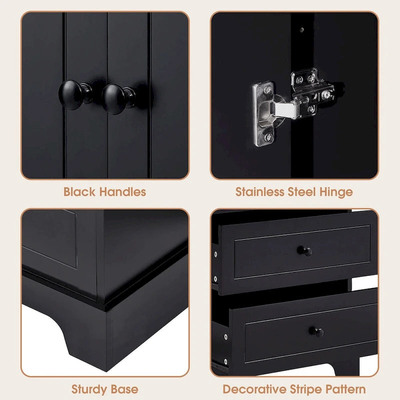 Armoire à linge de 60 cm L x 40 cm P x 173 cm H avec 2 portes et 4 tiroirs