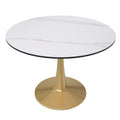 Table à manger ronde 40'' Plateau en pierre frittée en acier doré