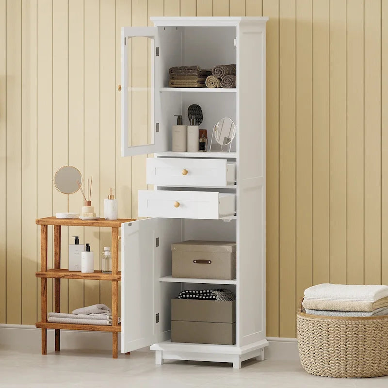 Armoire de salle de bain haute avec portes vitrées