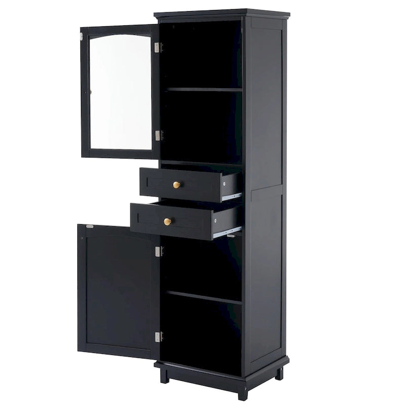 Armoire de salle de bain haute avec portes vitrées