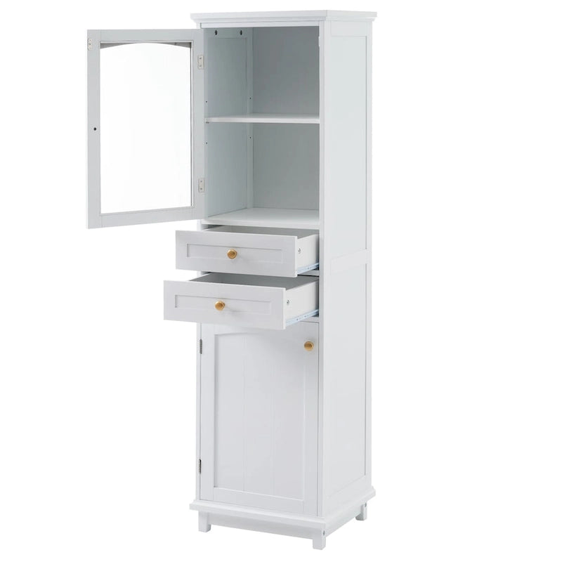 Armoire de salle de bain haute avec portes vitrées