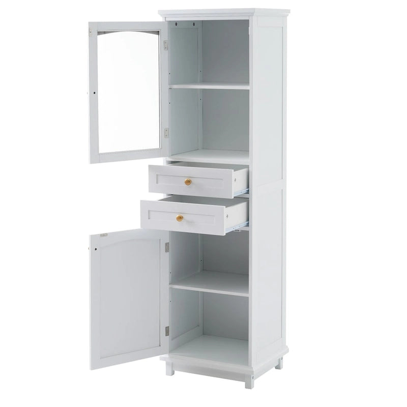 Armoire de salle de bain haute avec portes vitrées