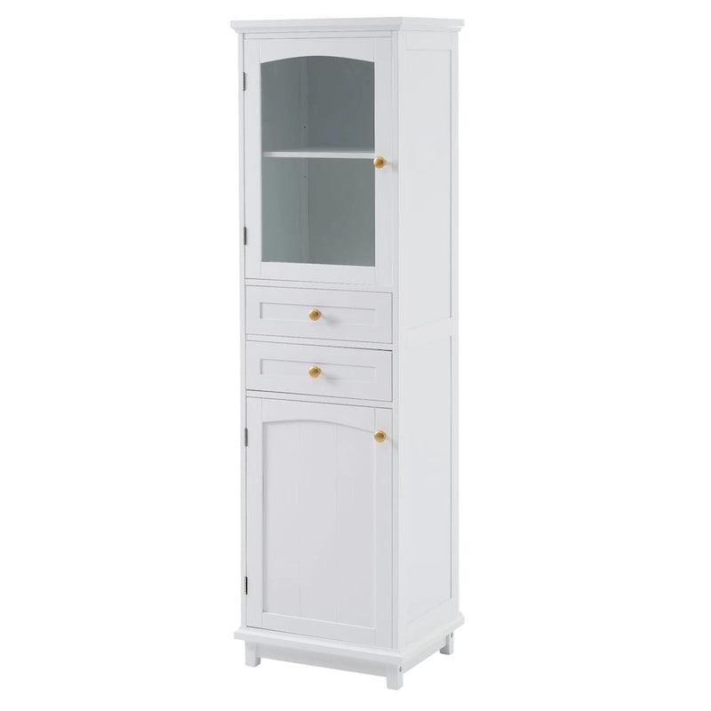 Armoire de salle de bain haute avec portes vitrées