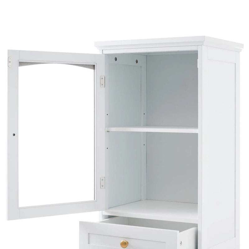 Armoire de salle de bain haute avec portes vitrées