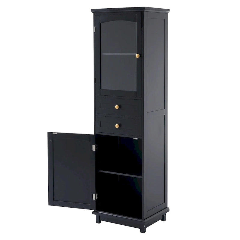Armoire de salle de bain haute avec portes vitrées