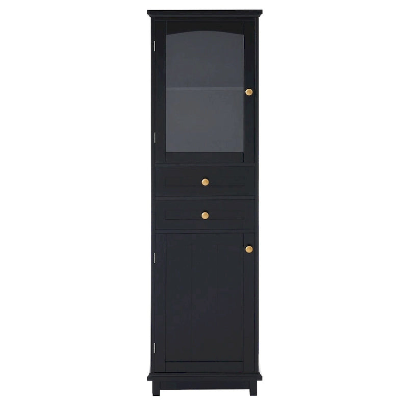 Armoire de salle de bain haute avec portes vitrées