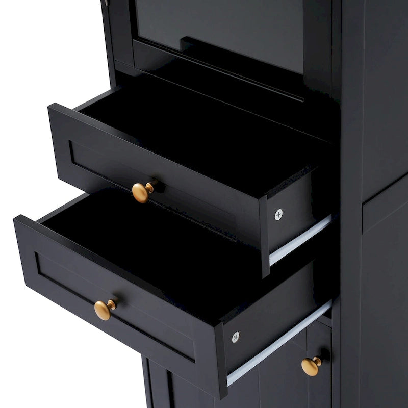 Armoire de salle de bain haute avec portes vitrées