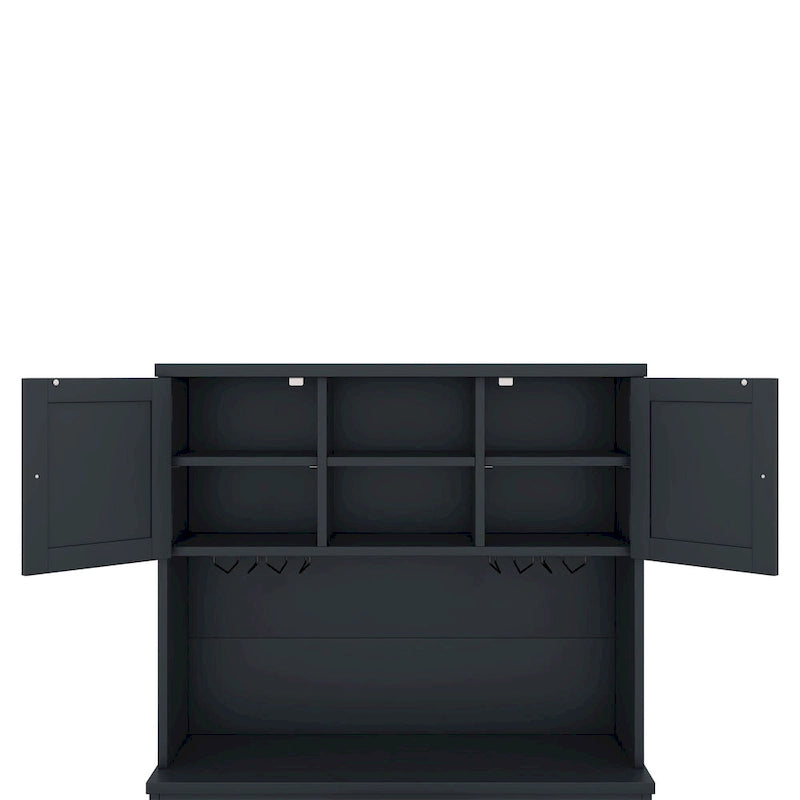 Meuble de bar de cuisine avec rangement, meuble à vin de ferme avec tiroirs, étagères et armoires, meuble de buffet avec porte-bouteilles et porte-verres
