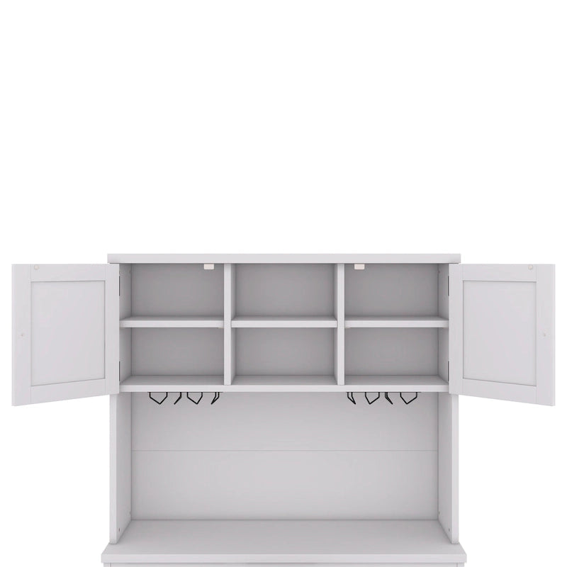 Meuble de bar de cuisine avec rangement, meuble à vin de ferme avec tiroirs, étagères et armoires, meuble de buffet avec porte-bouteilles et porte-verres
